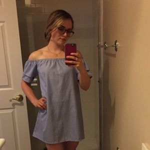 Searsucker Off Shoulder Dress